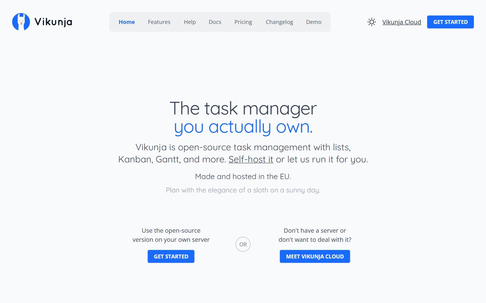 Vikunja homepage screenshot (October 2026)