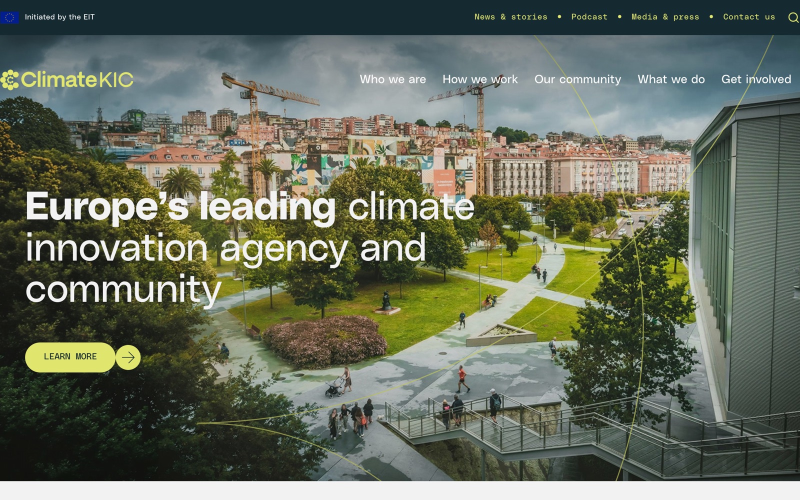 EIT Climate-KIC homepage screenshot: EU climate innovation agency and community