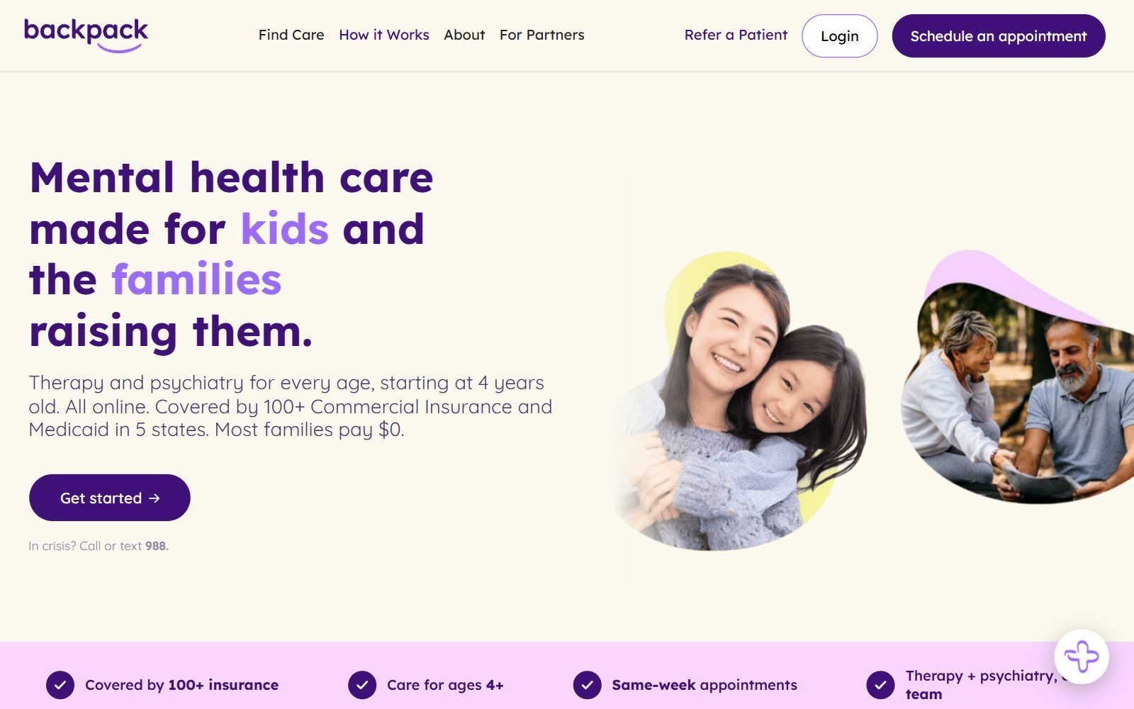 Backpack Healthcare homepage screenshot (October 2026)
