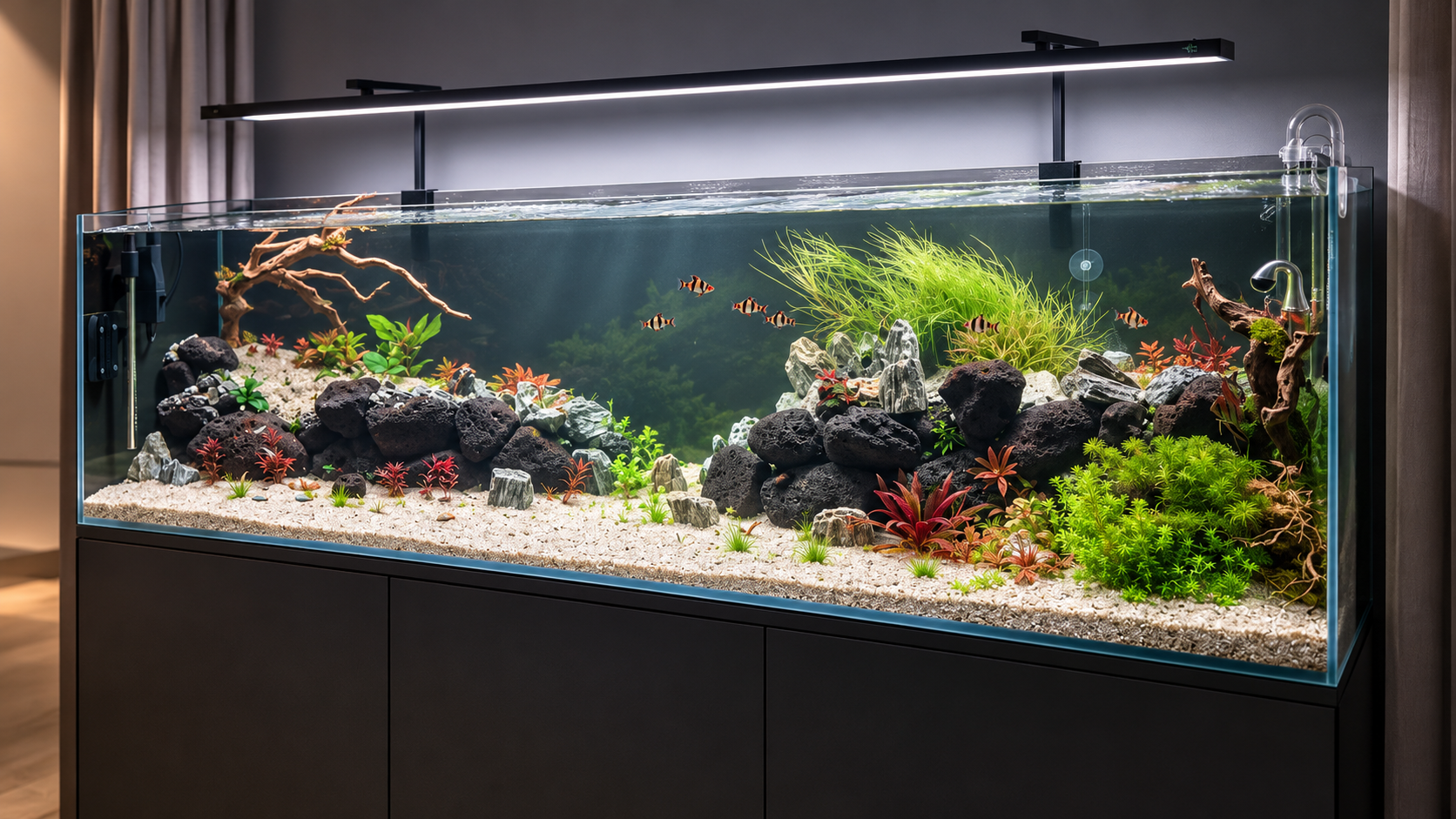 Пример декоративного аквариума с растениями из портфолио AquaDesign