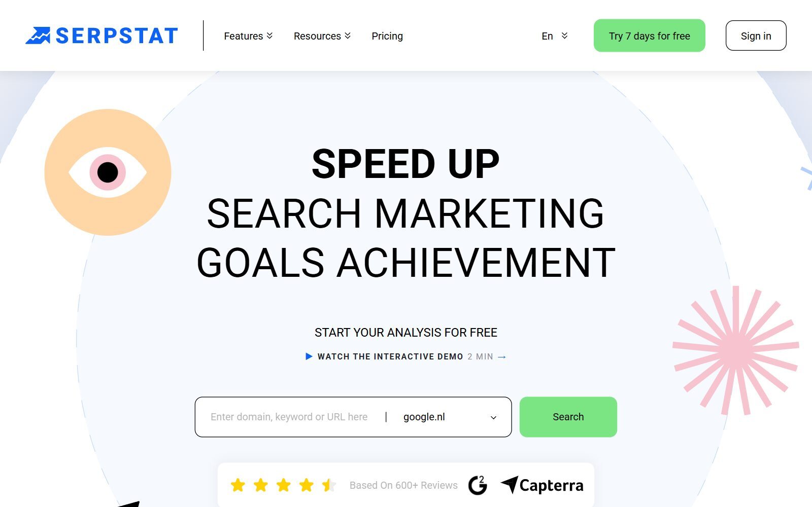 Serpstat homepage screenshot (October 2026)