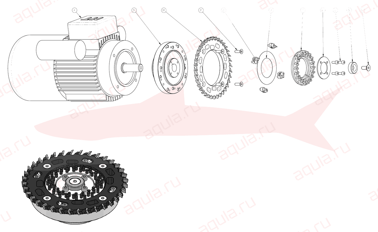 Morgana DigiBook 300 A0105022-01 Ass. motore con fresa 450 — схема деталей