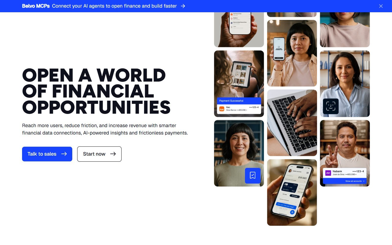 Belvo open finance homepage screenshot (October 2026)
