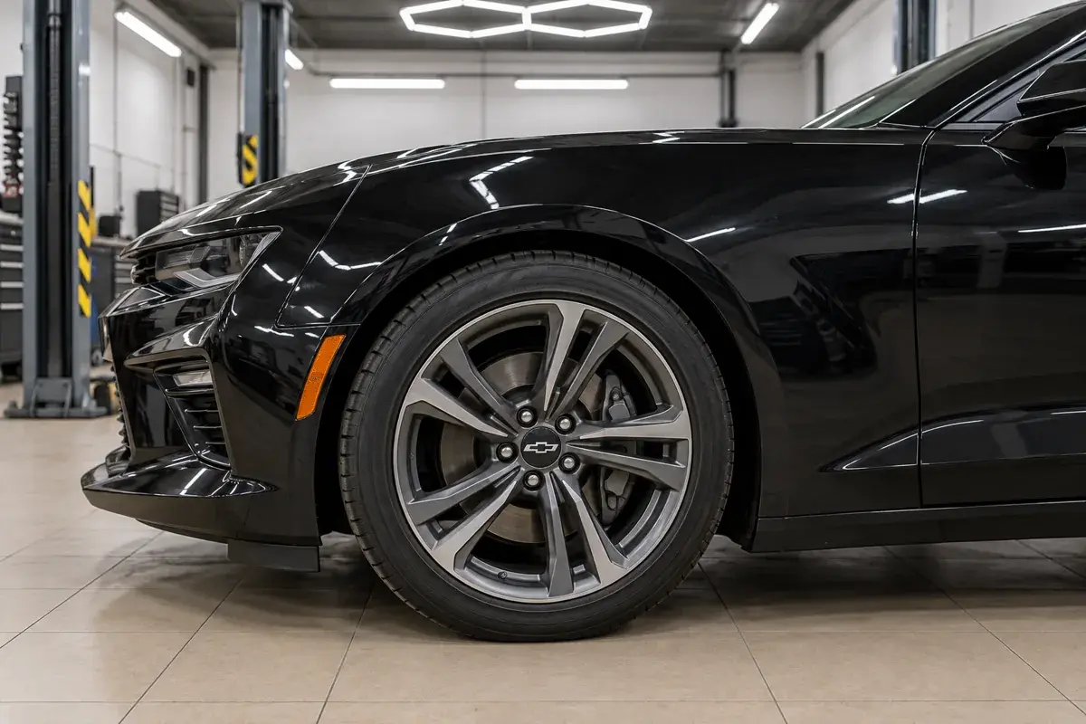 Иллюстрация: колесо и переднее крыло Chevrolet Camaro