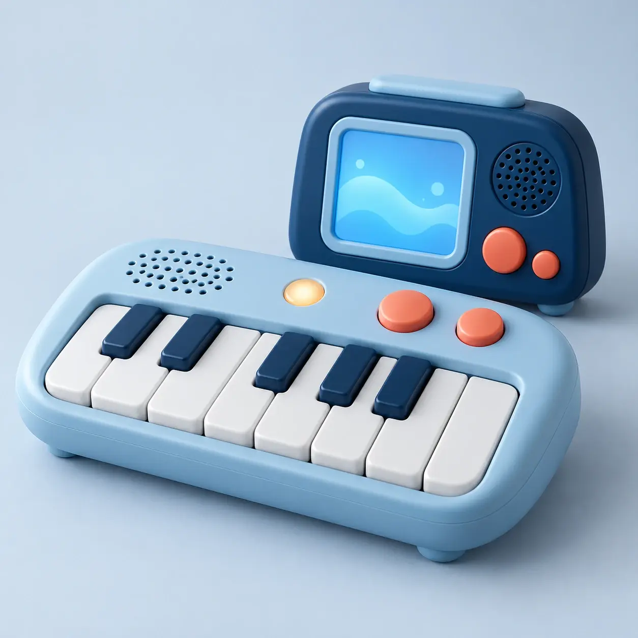 Игрушечное пианино и электронная игровая консоль