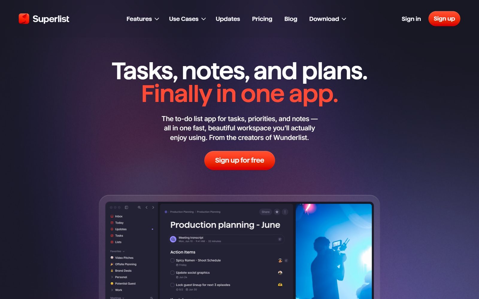 Superlist homepage screenshot (October 2026)