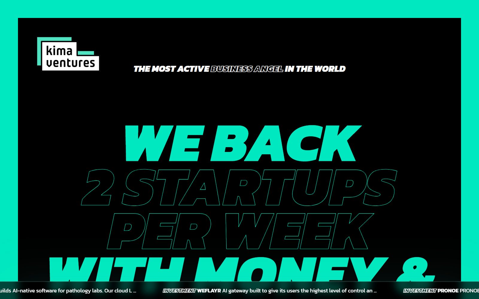 Kima Ventures homepage screenshot (October 2026)