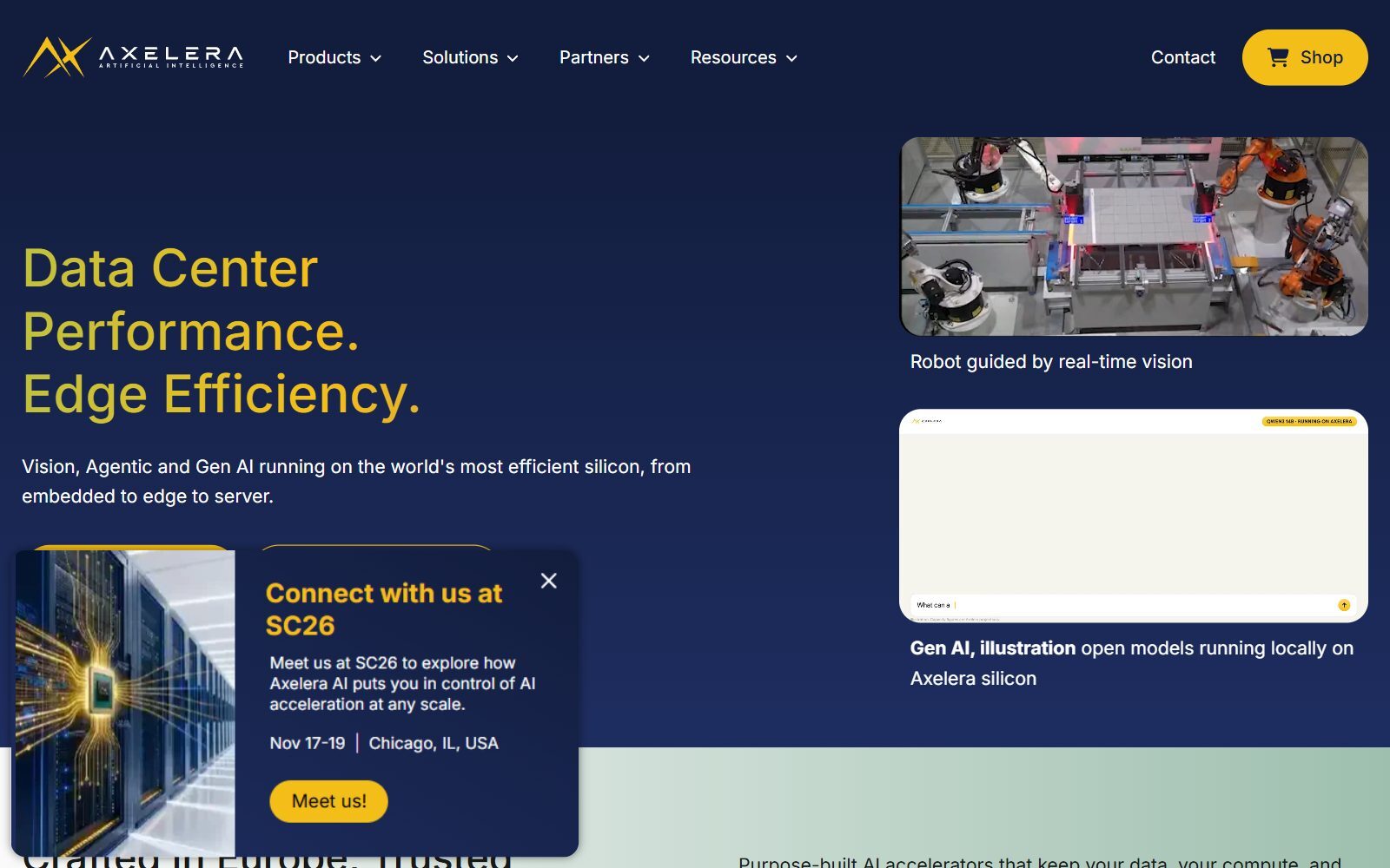 Axelera AI homepage screenshot (October 2026)