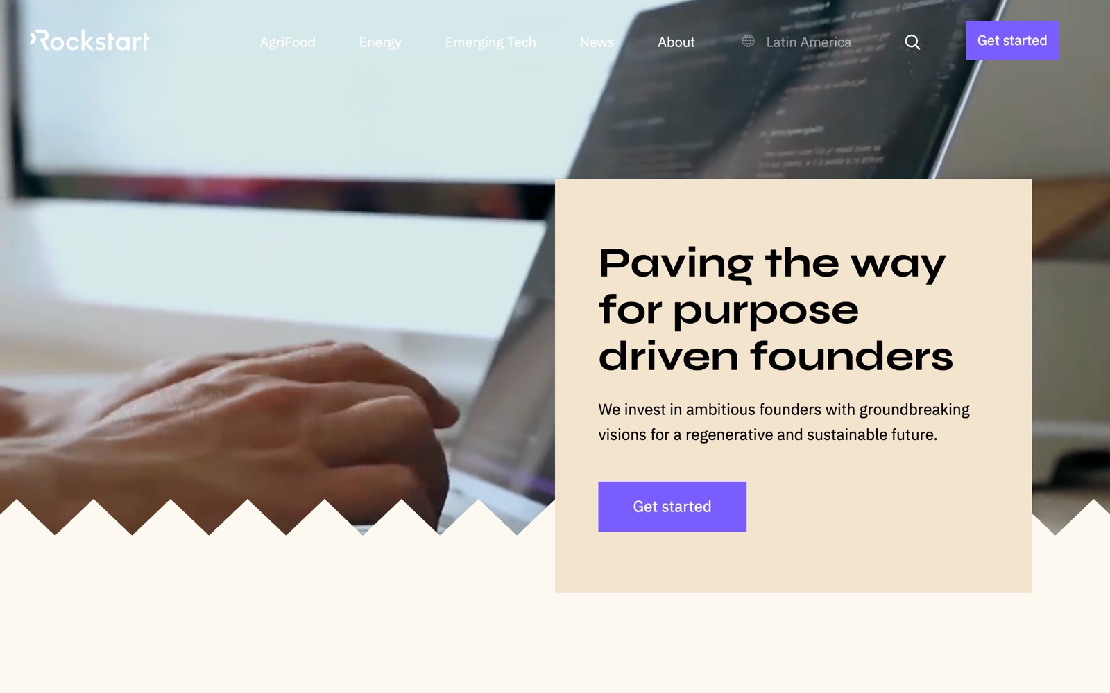 Rockstart homepage screenshot: investor and accelerator for purpose-driven founders