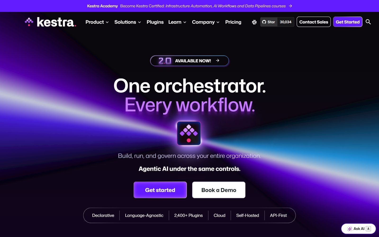 Kestra homepage screenshot (October 2026)