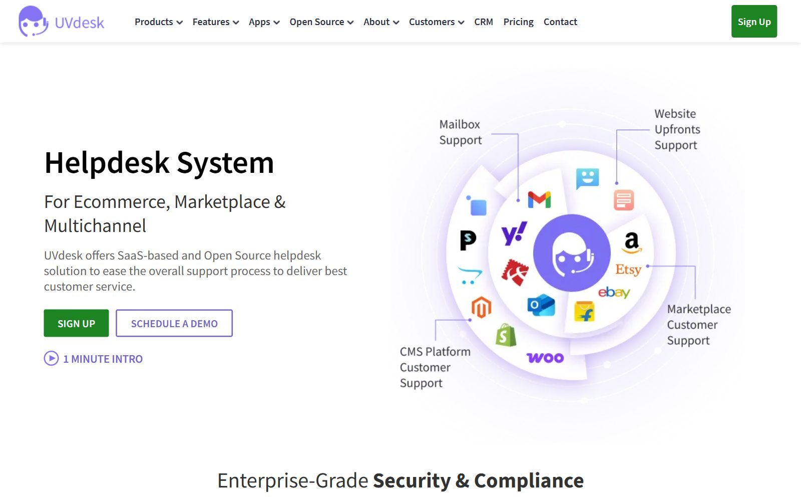UVdesk homepage screenshot (October 2026)