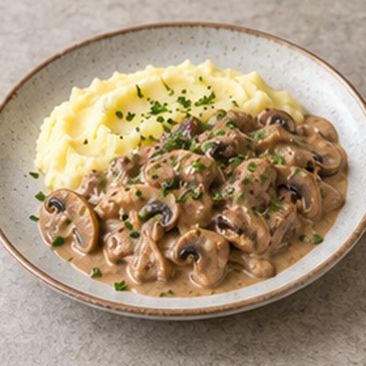 Горячая сковорода со свининой и овощами