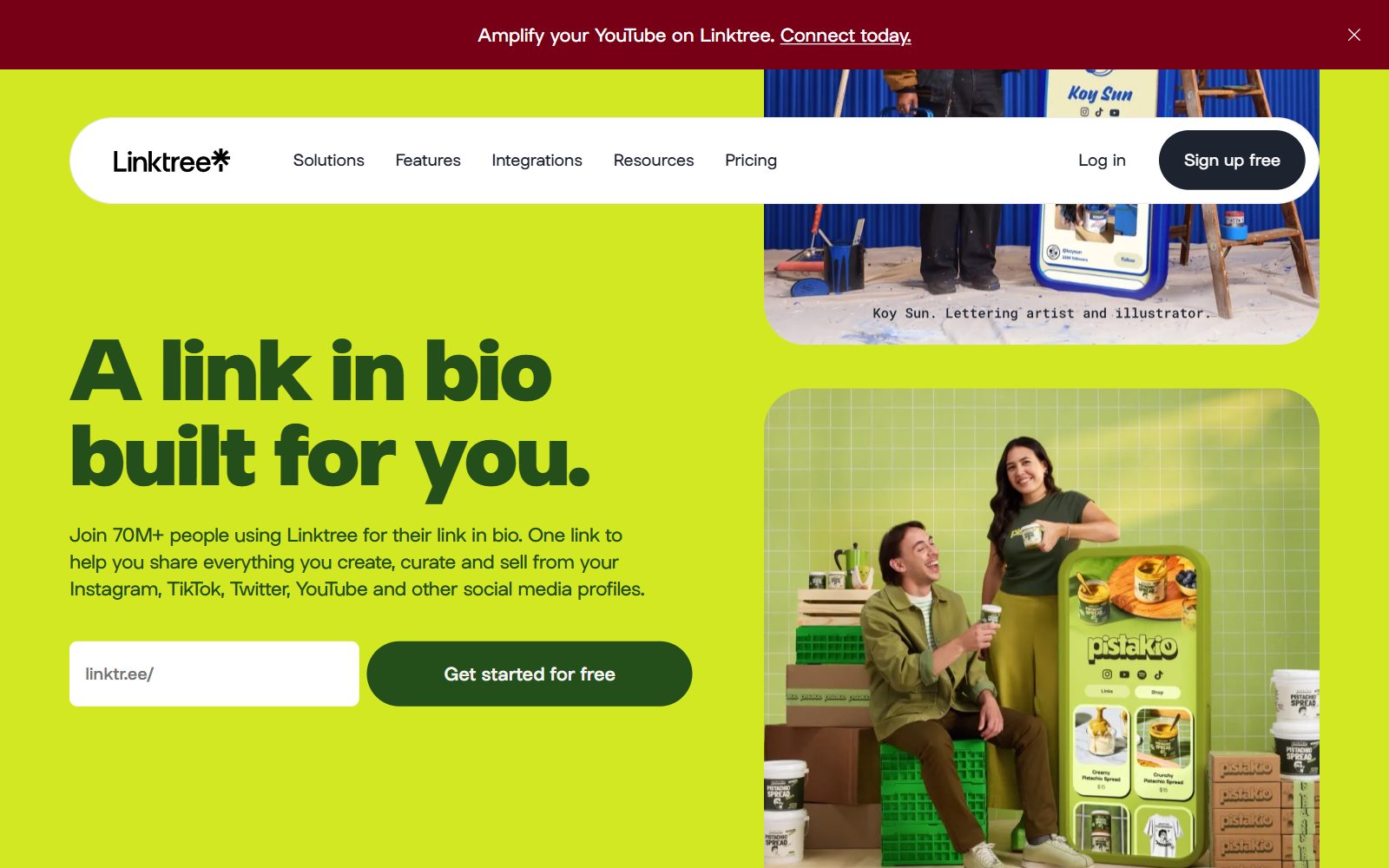 Linktree homepage screenshot (October 2026)