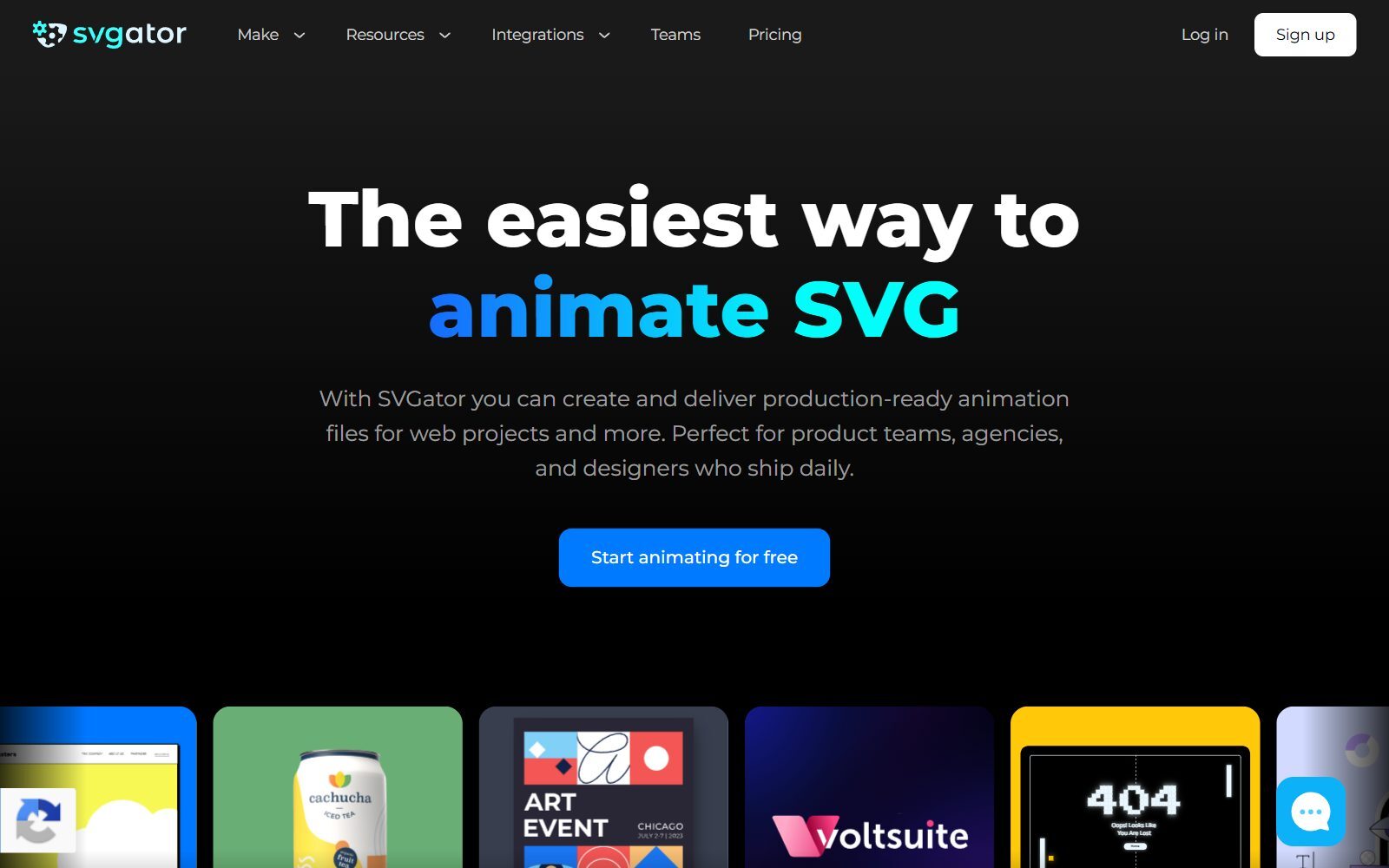 SVGator homepage screenshot (October 2026)