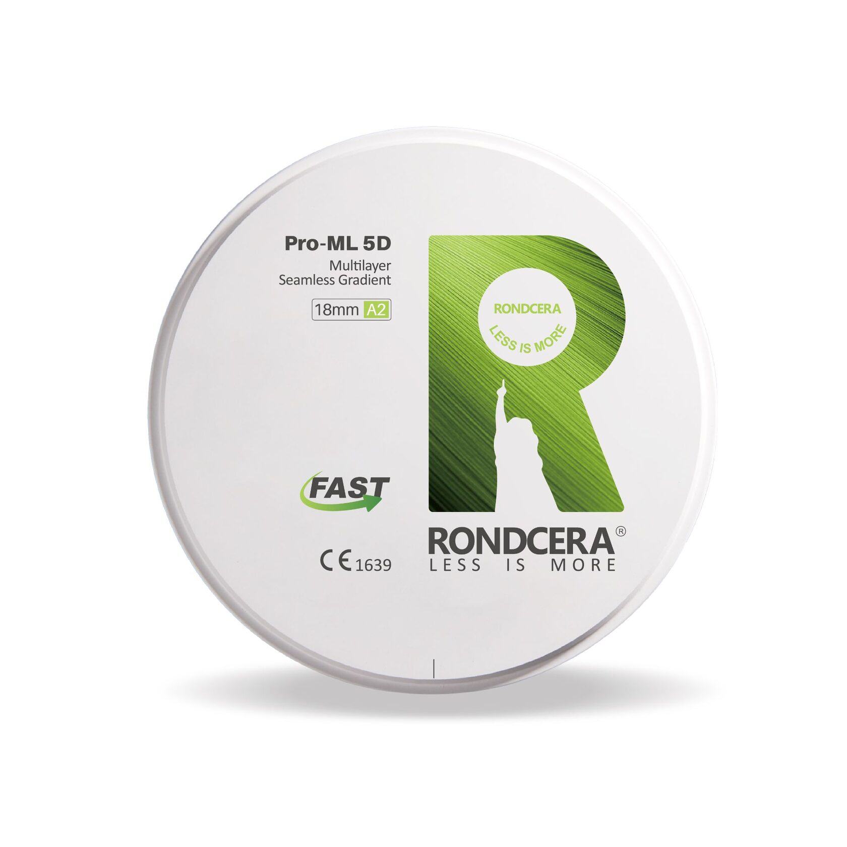 Циркониевый диск Rondcera Pro-ML 5D диаметром 18 мм, оттенок A2
