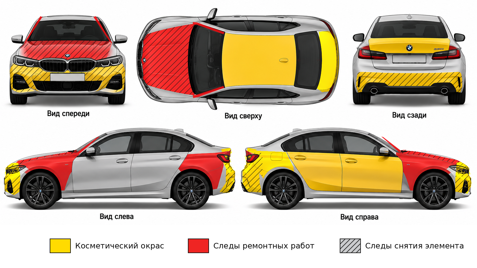 Карта состояния ЛКП кузова BMW 3 серия 2021