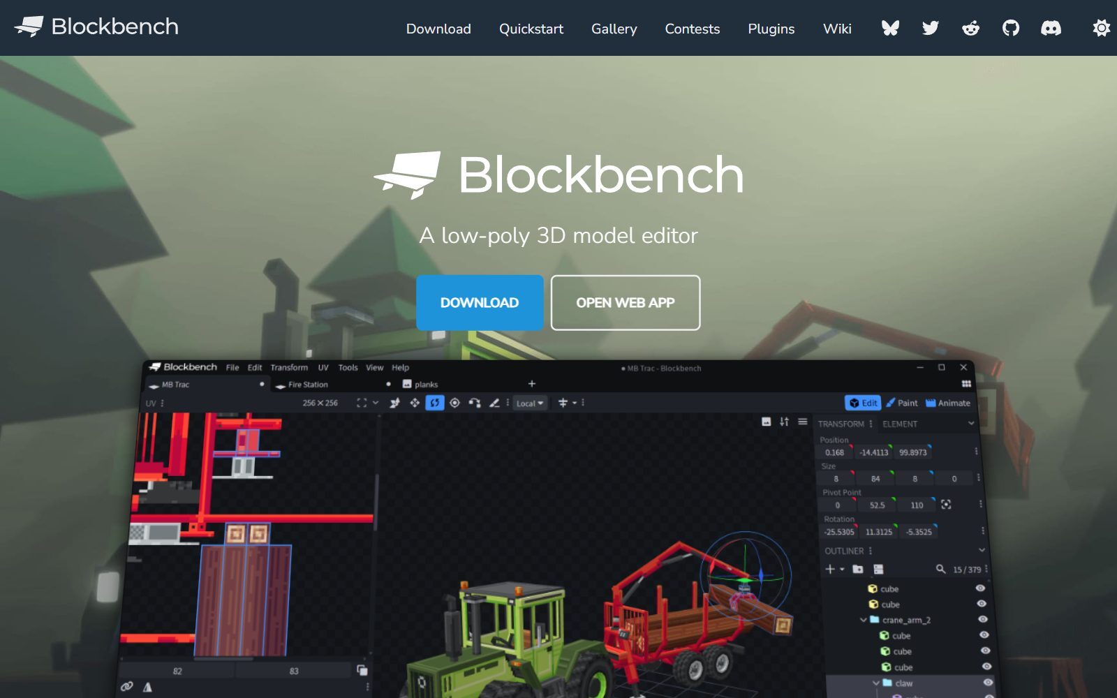 Blockbench homepage screenshot (October 2026)