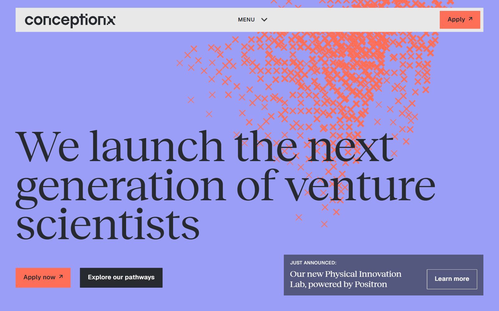 Conception X homepage screenshot (October 2026)