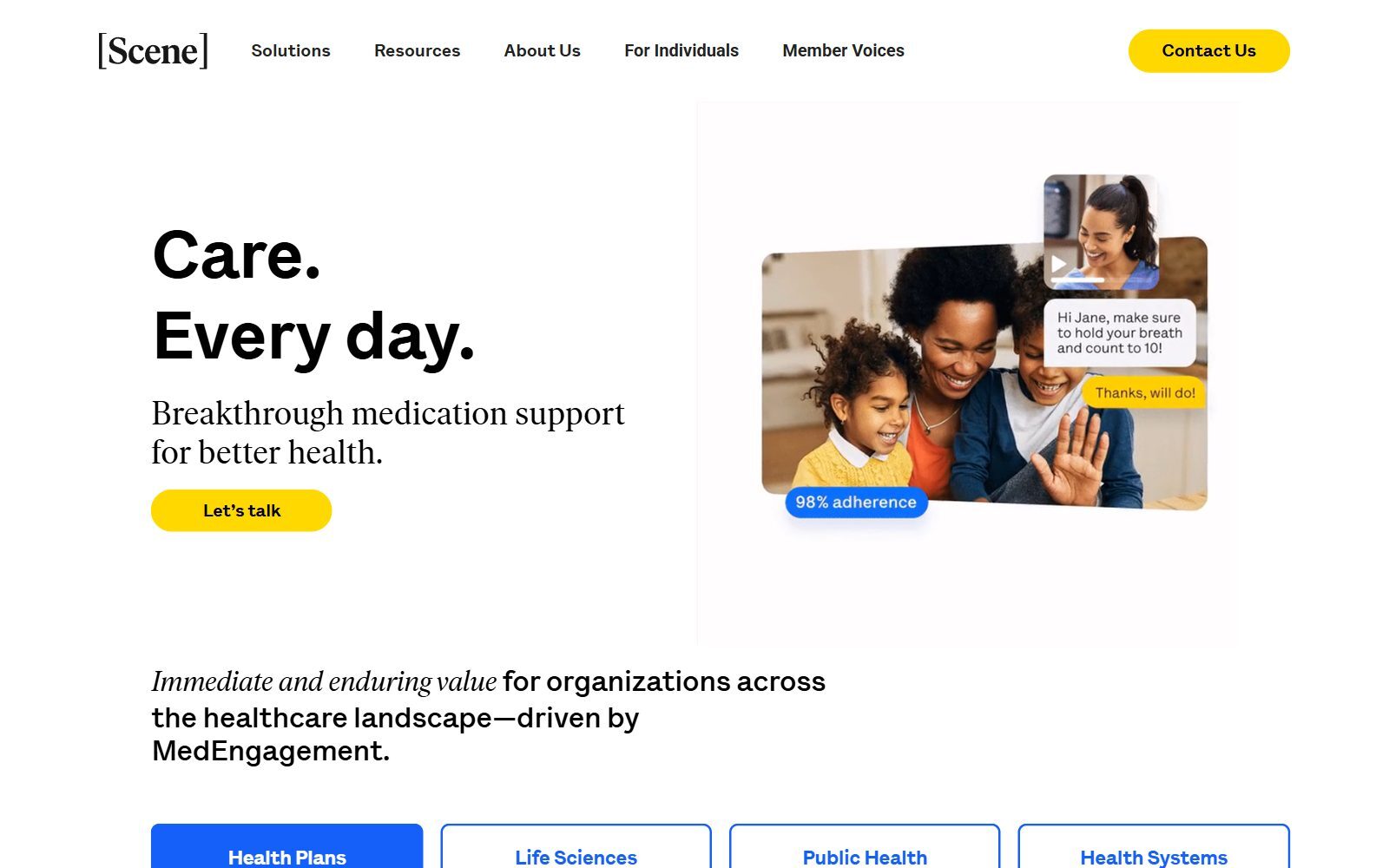 Scene Health homepage screenshot (October 2026)