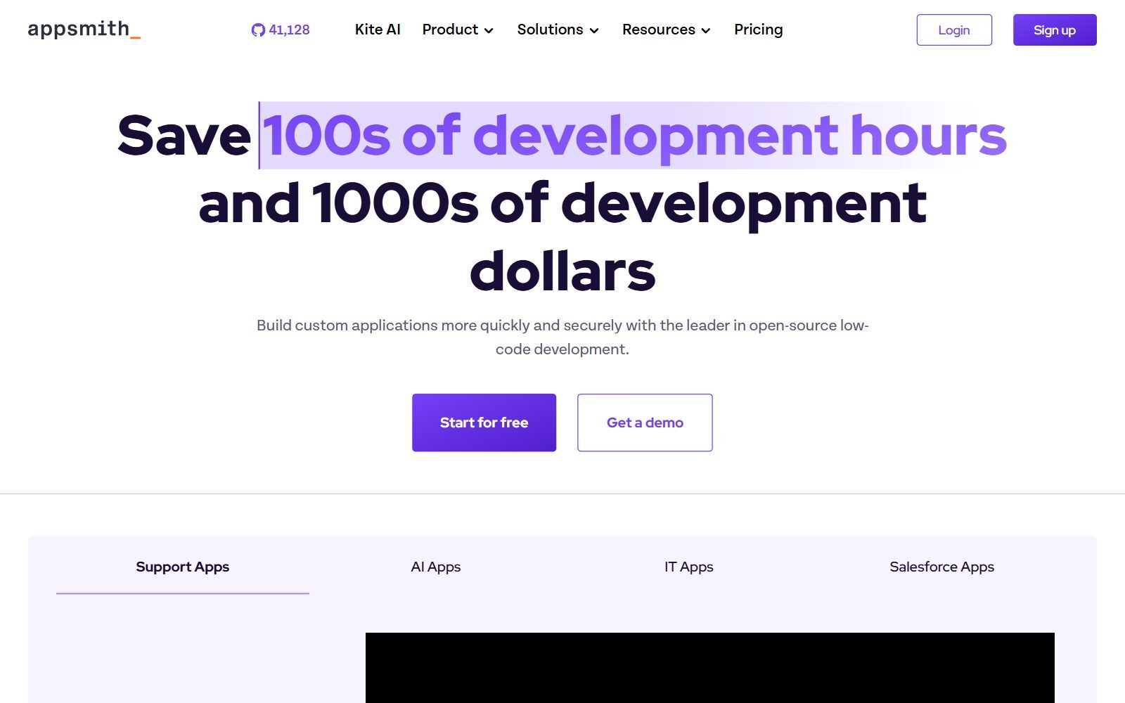 Appsmith homepage screenshot (October 2026)