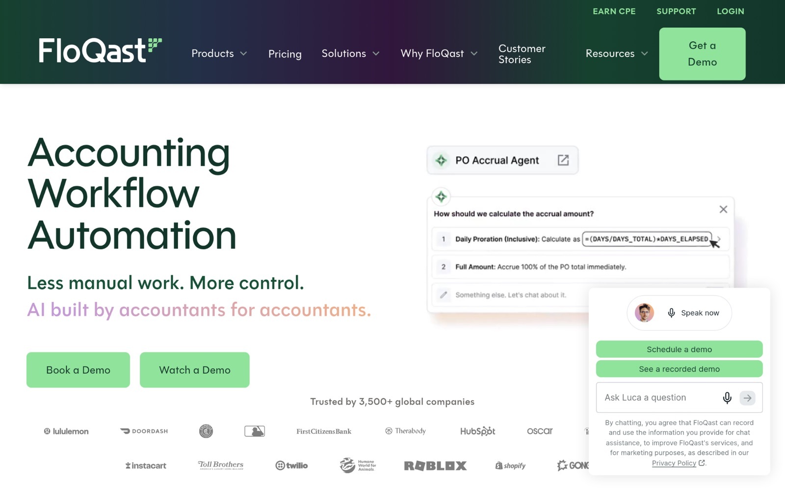 FloQast homepage: accounting workflow automation