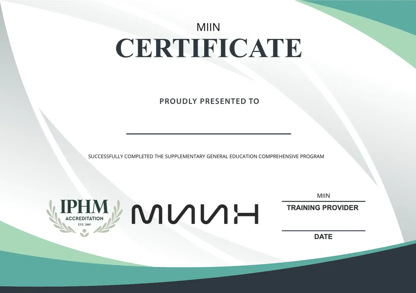 Образец: Международный сертификат IPHM