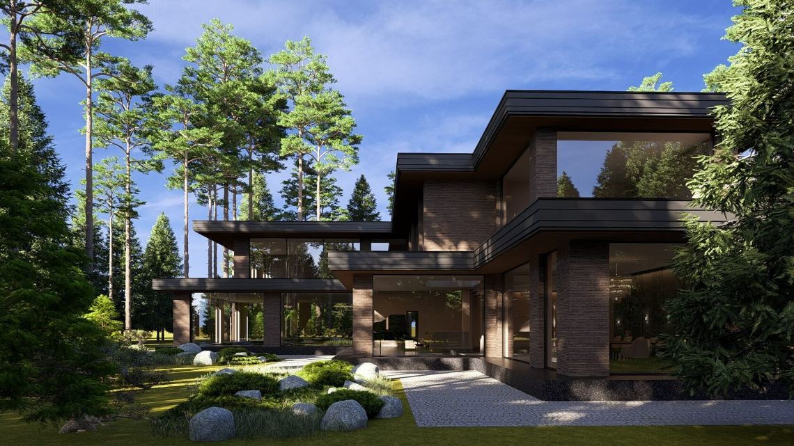 Проект FOREST — дом с бассейном у соснового леса, ARCHDEPO