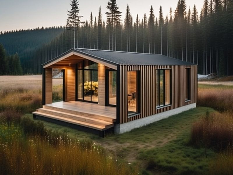Каркасная баня 30 м² с террасой 11 м²