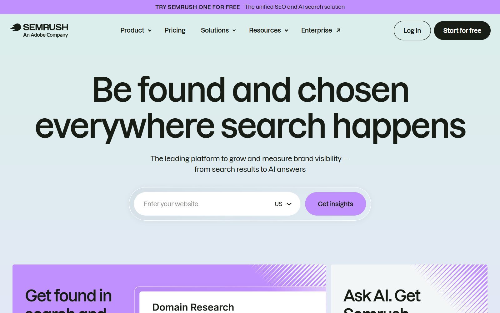 Semrush homepage screenshot (October 2026)
