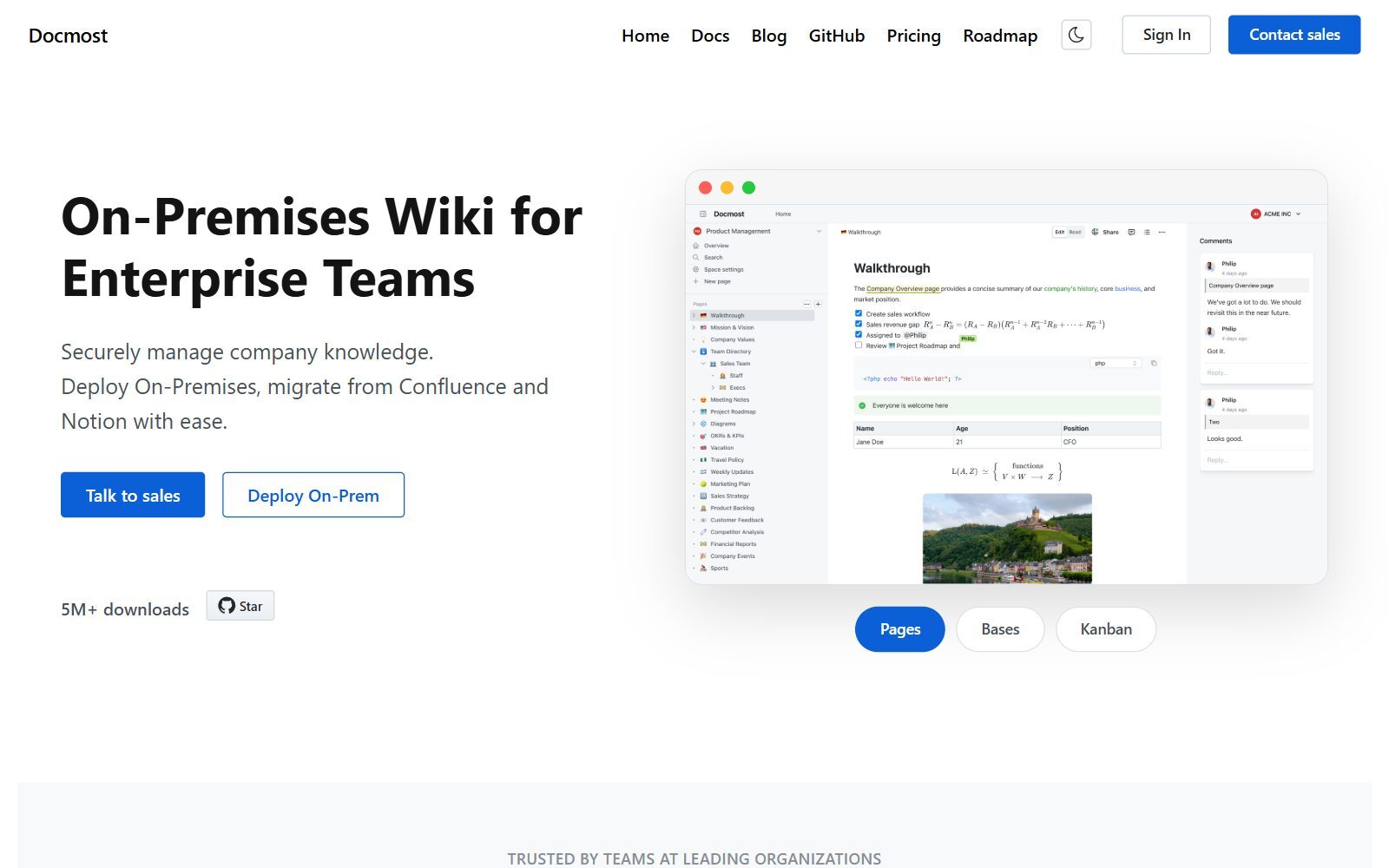 Docmost homepage screenshot (October 2026)
