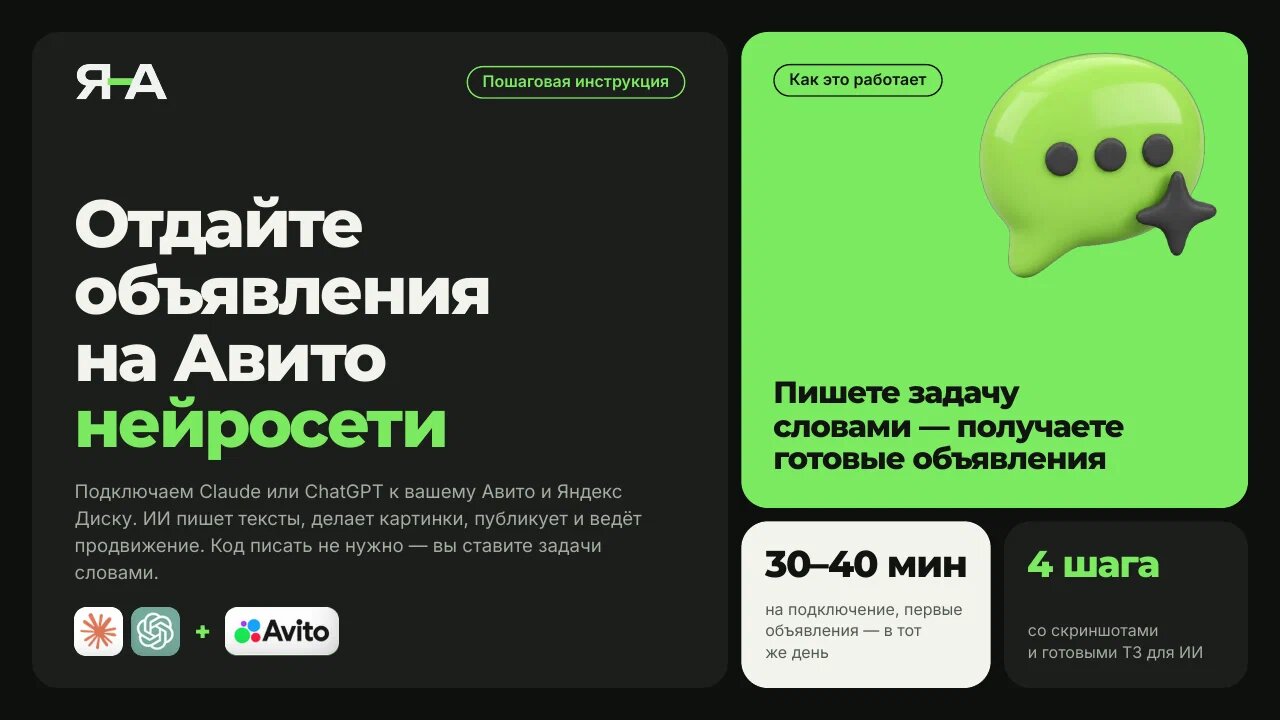 Обложка инструкции «Отдайте объявления на Авито нейросети»