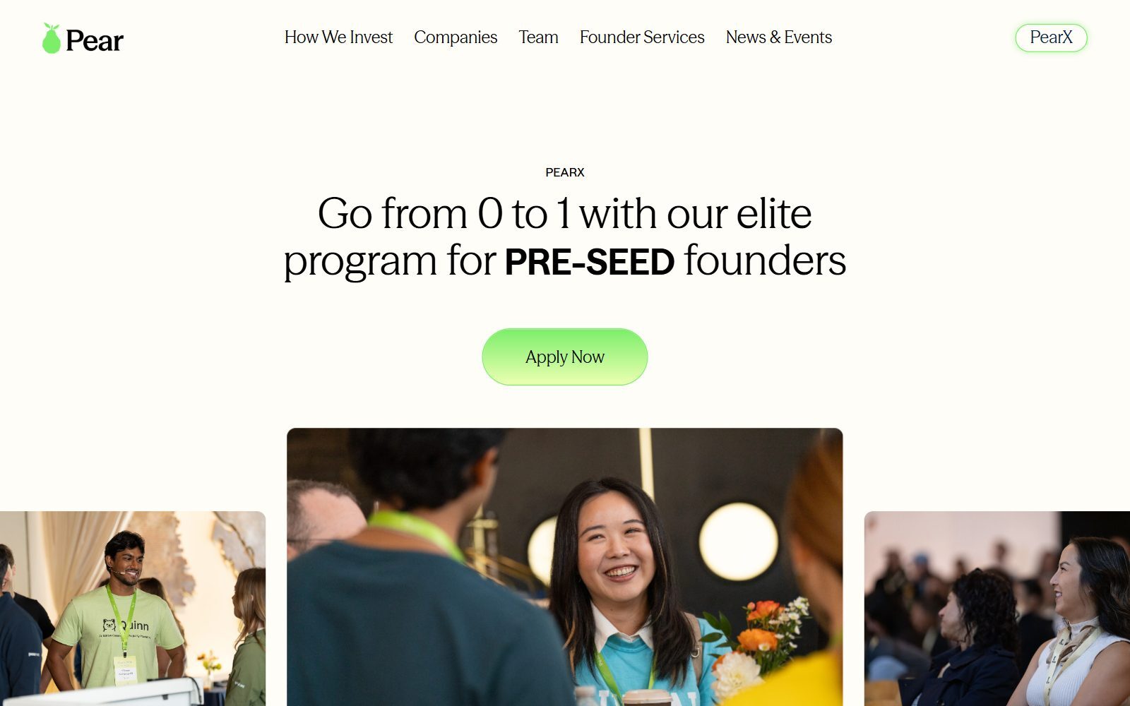 PearX programme page screenshot, Pear VC's accelerator for pre-seed founders (October 2026)