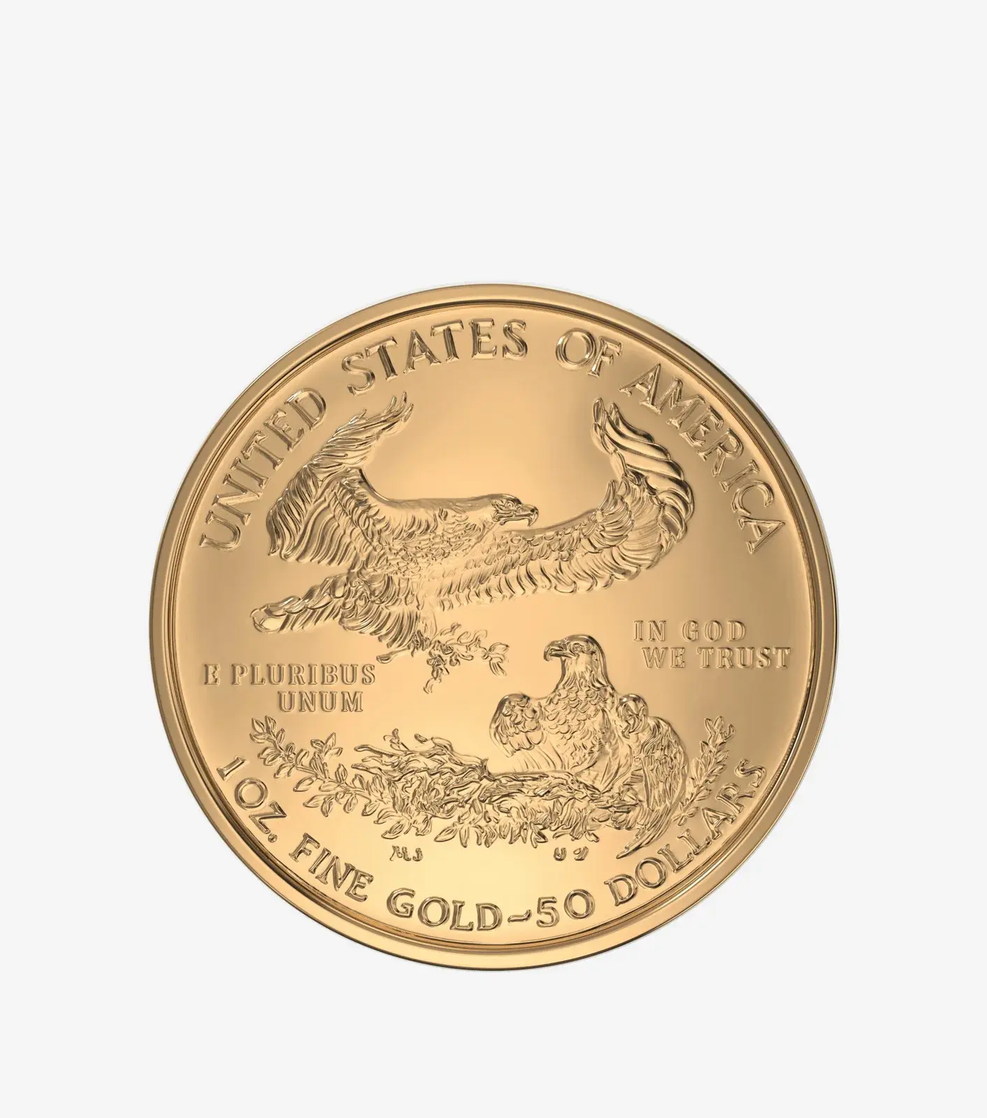 Реверс золотого American Eagle с орлами у гнезда, изображение из карточки UVI 2015 года