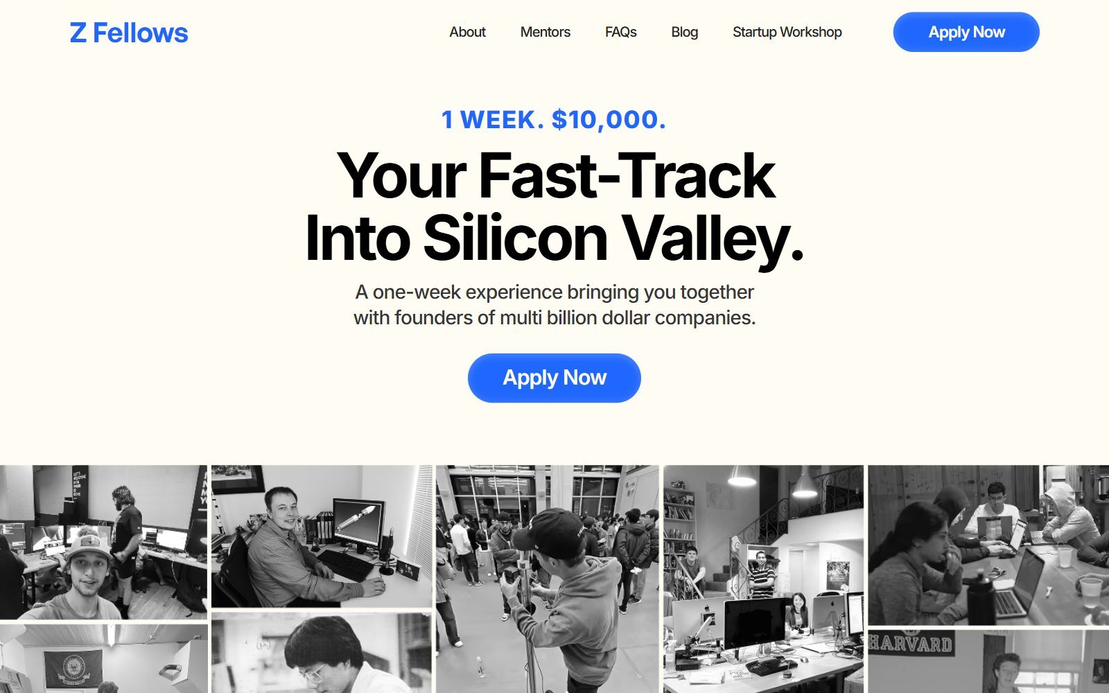 Z Fellows homepage screenshot (October 2026)