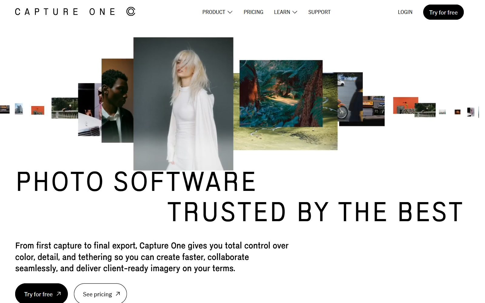 Capture One homepage screenshot (October 2026)