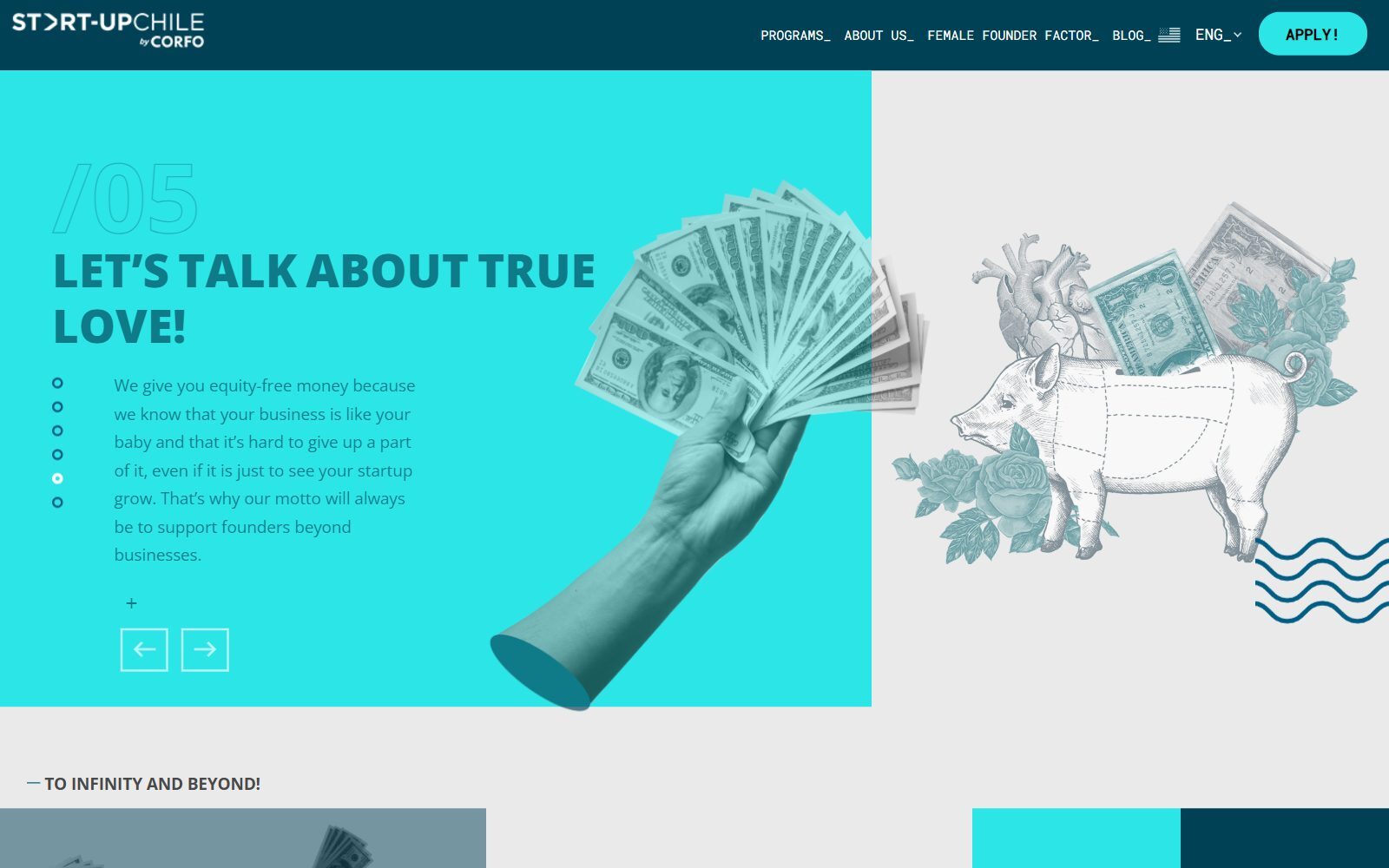 Start-Up Chile by Corfo homepage promising equity-free money for startups, screenshot (October 2026)