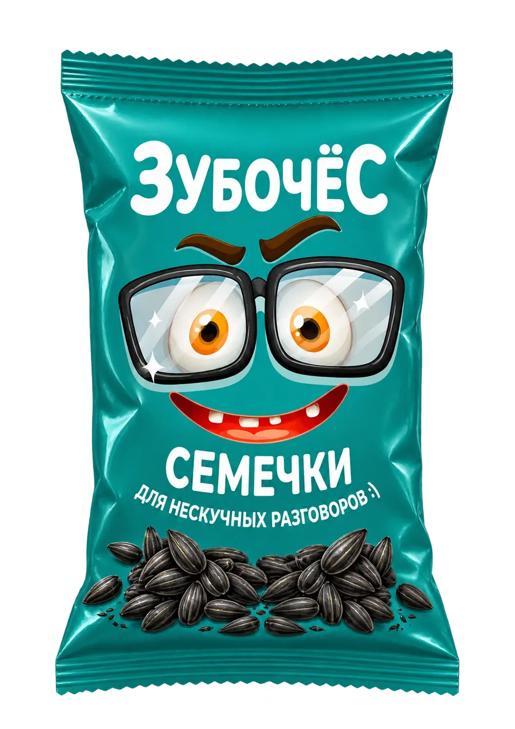 Бирюзовая упаковка семечек «Зубочёс»