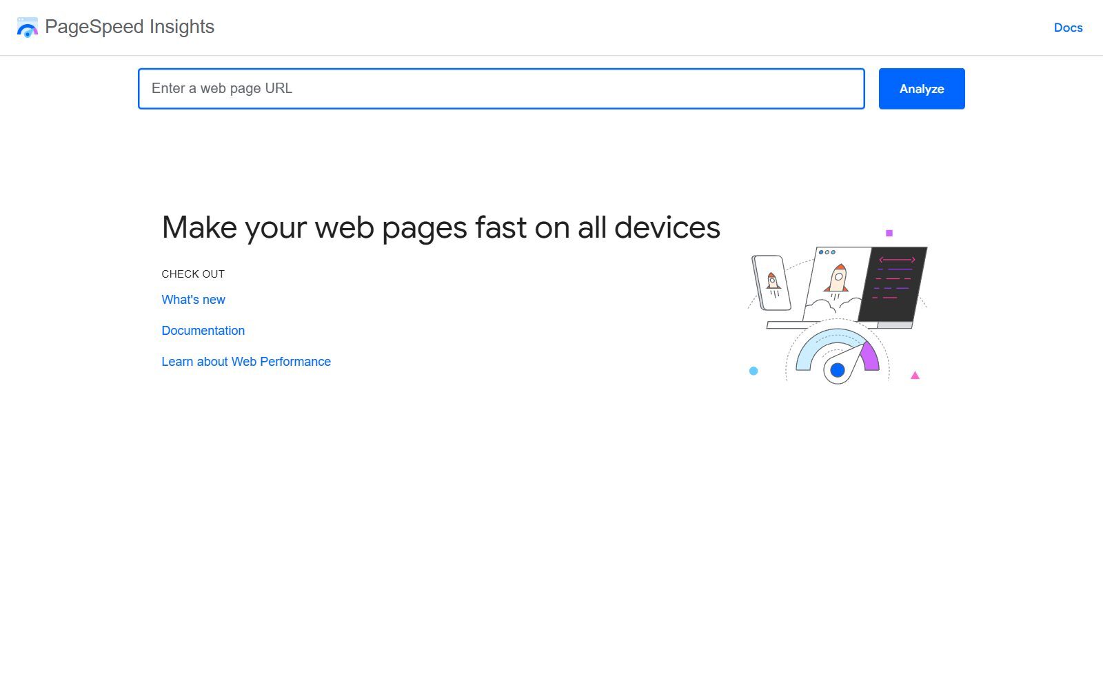 PageSpeed Insights homepage screenshot (October 2026)