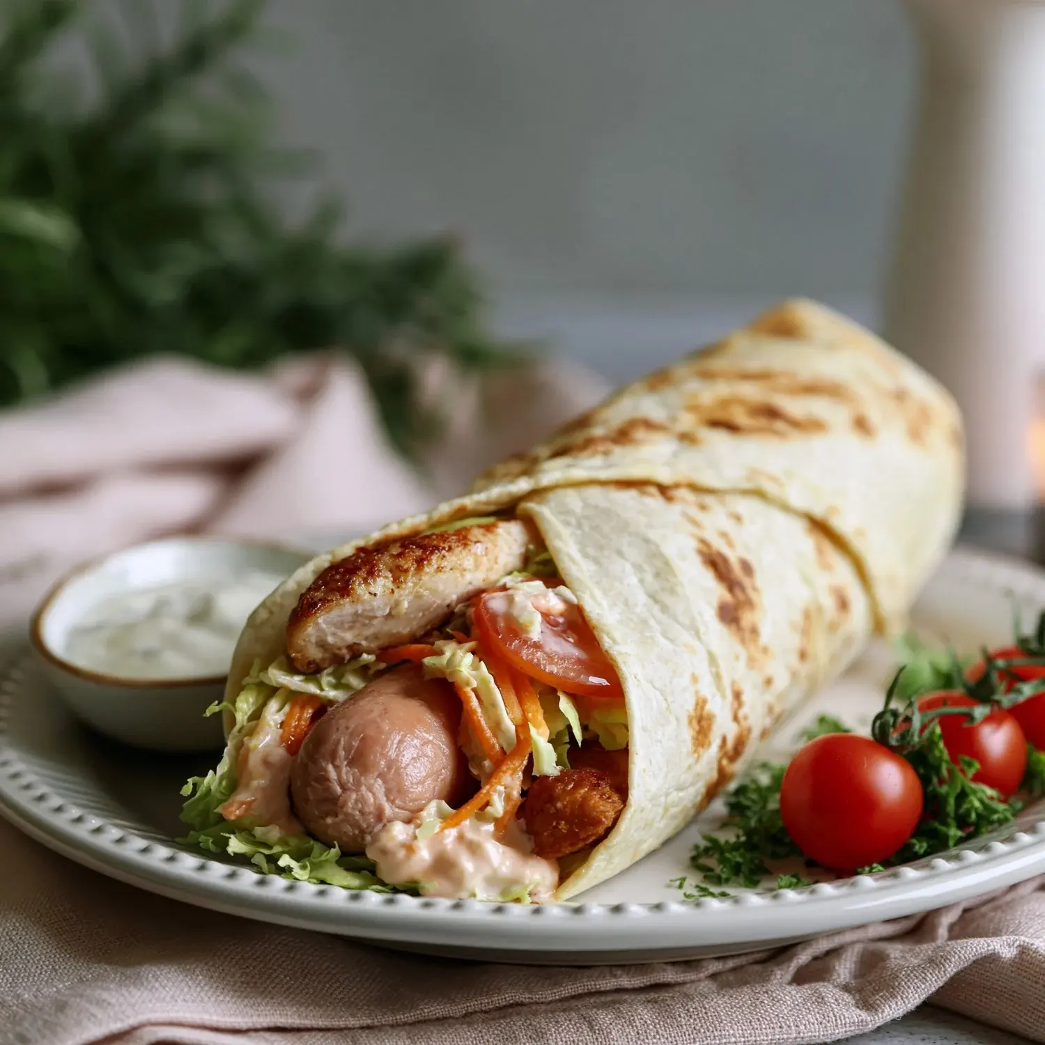 Шаурдог с сосиской и стрипсами