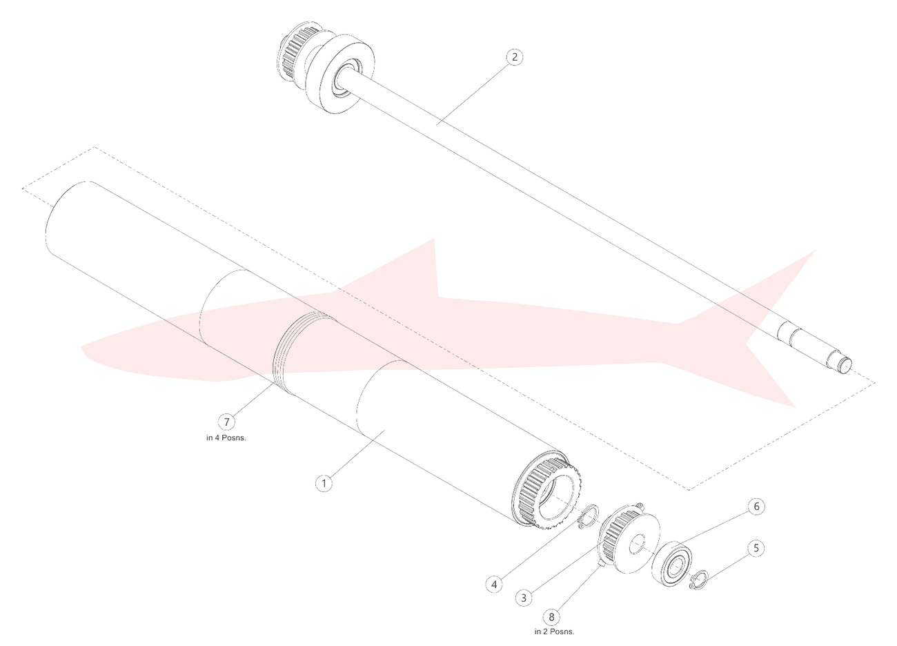 Morgana AutoCut Pro System PL 2.15 AutoFold Pro — Crowned Drive Shaft Assembly — схема деталей