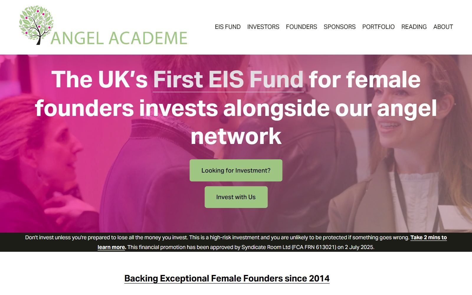 Angel Academe homepage screenshot (October 2026)