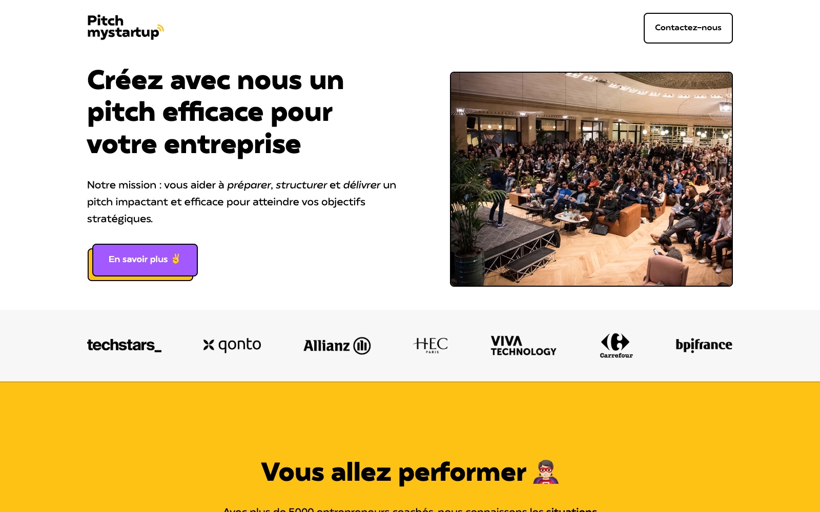 Pitch My Startup homepage screenshot: pitch deck agency in Europe