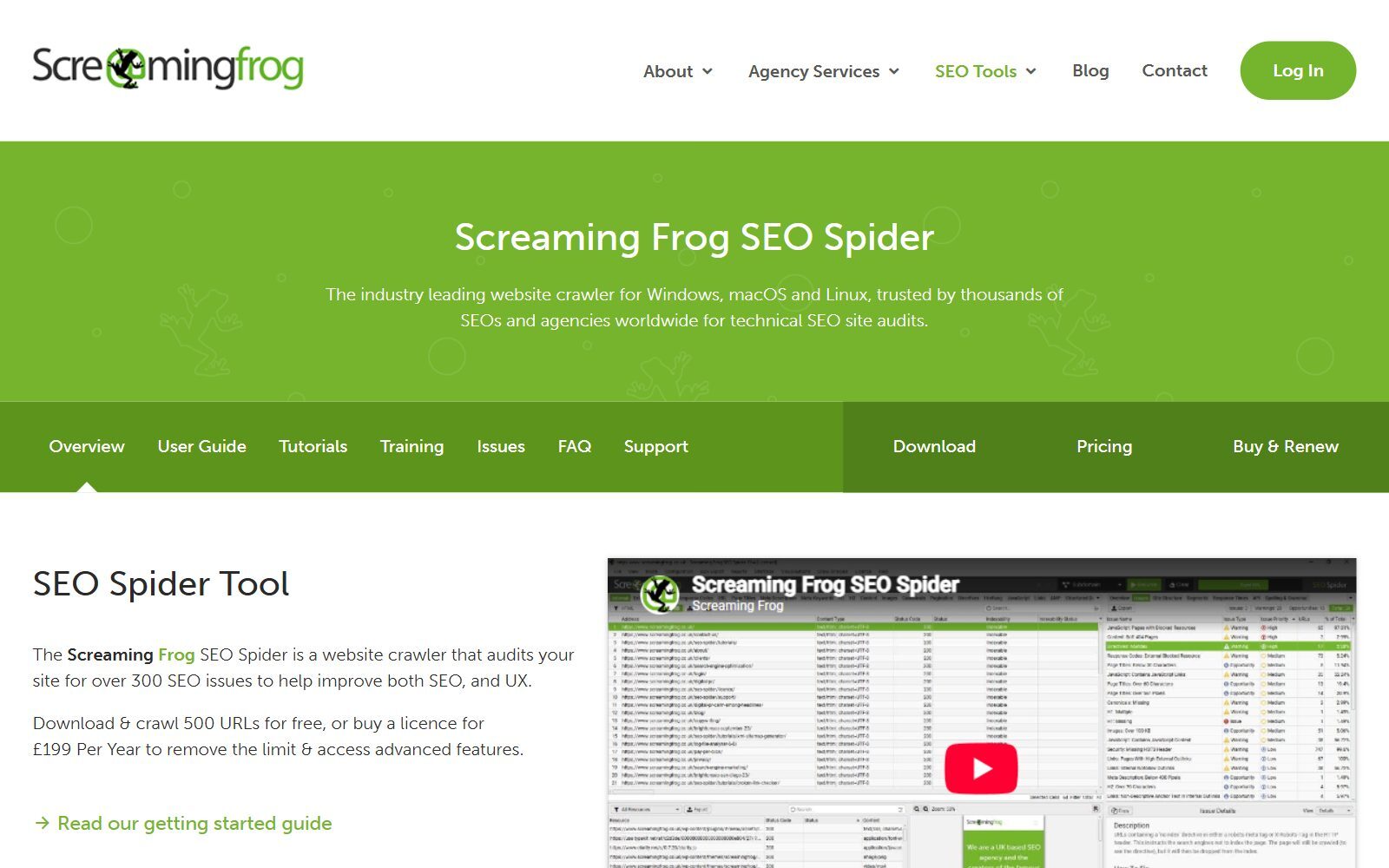 Screaming Frog SEO Spider homepage screenshot (October 2026)