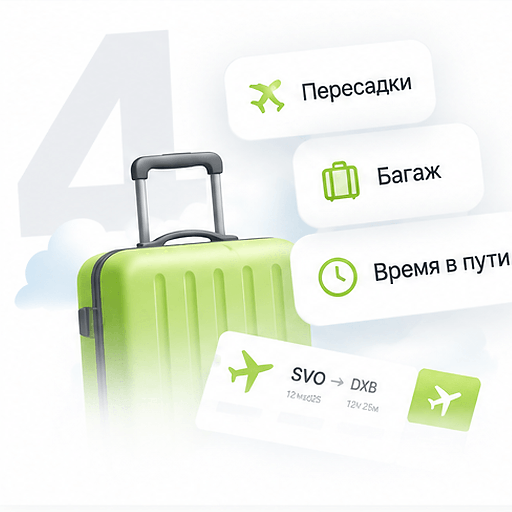 Пересадки багаж и время в пути