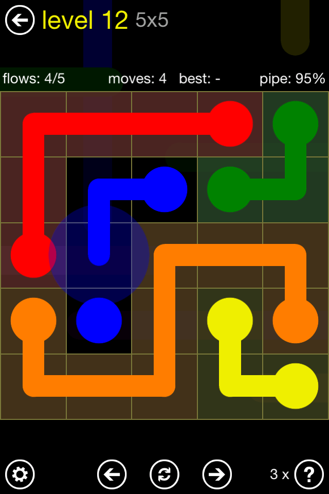 Coloured paths connecting dots in Flow Free