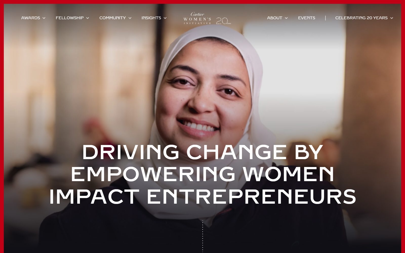 Cartier Women's Initiative homepage screenshot (October 2026)