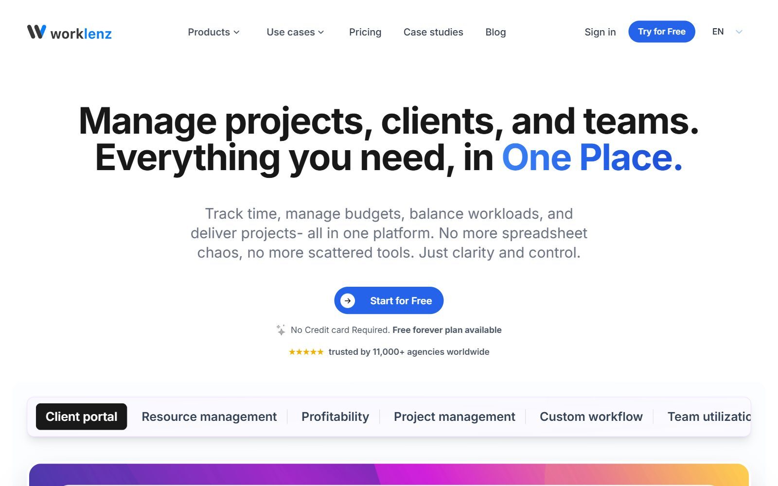 Worklenz homepage screenshot (October 2026)