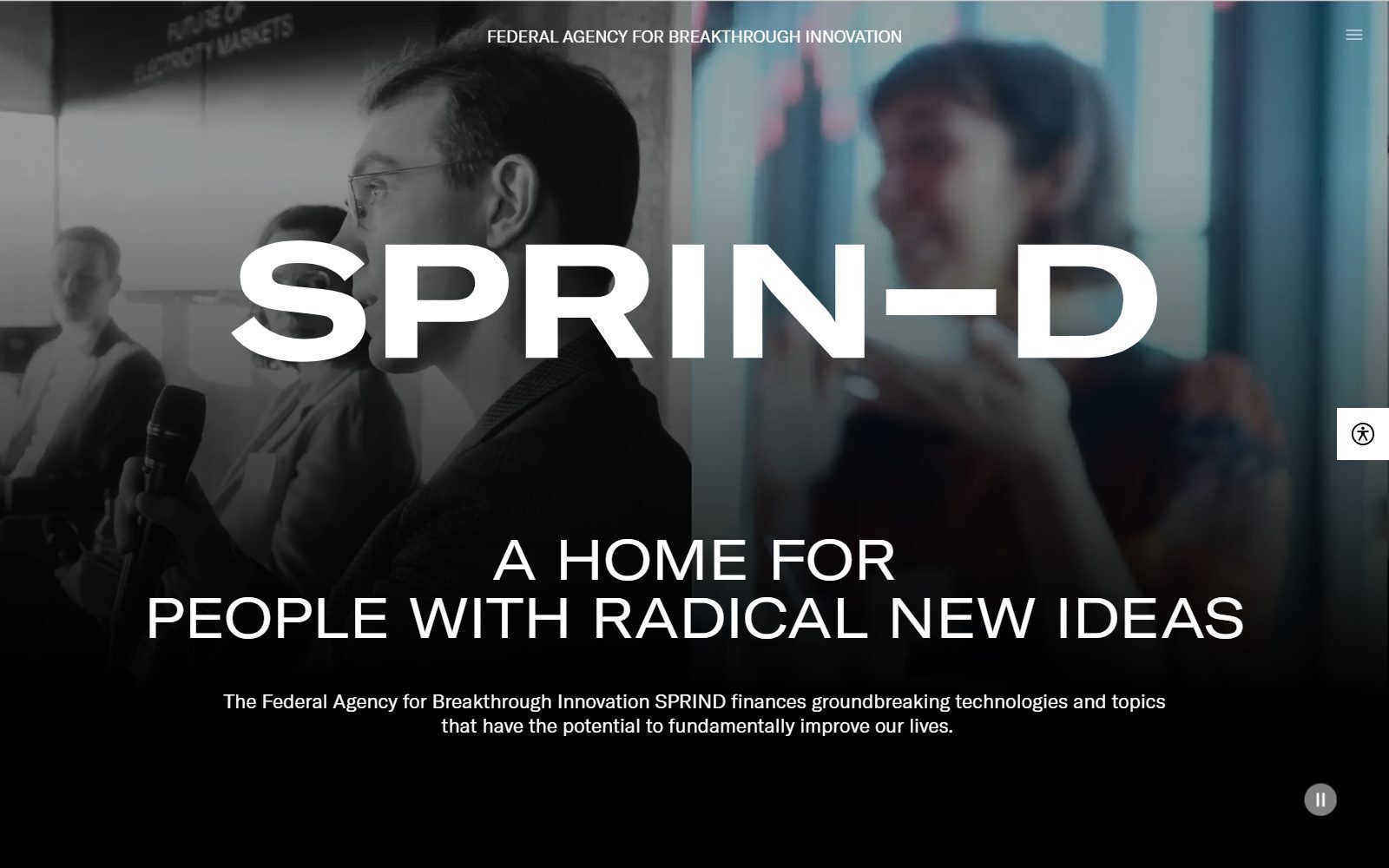 SPRIND homepage screenshot (October 2026)