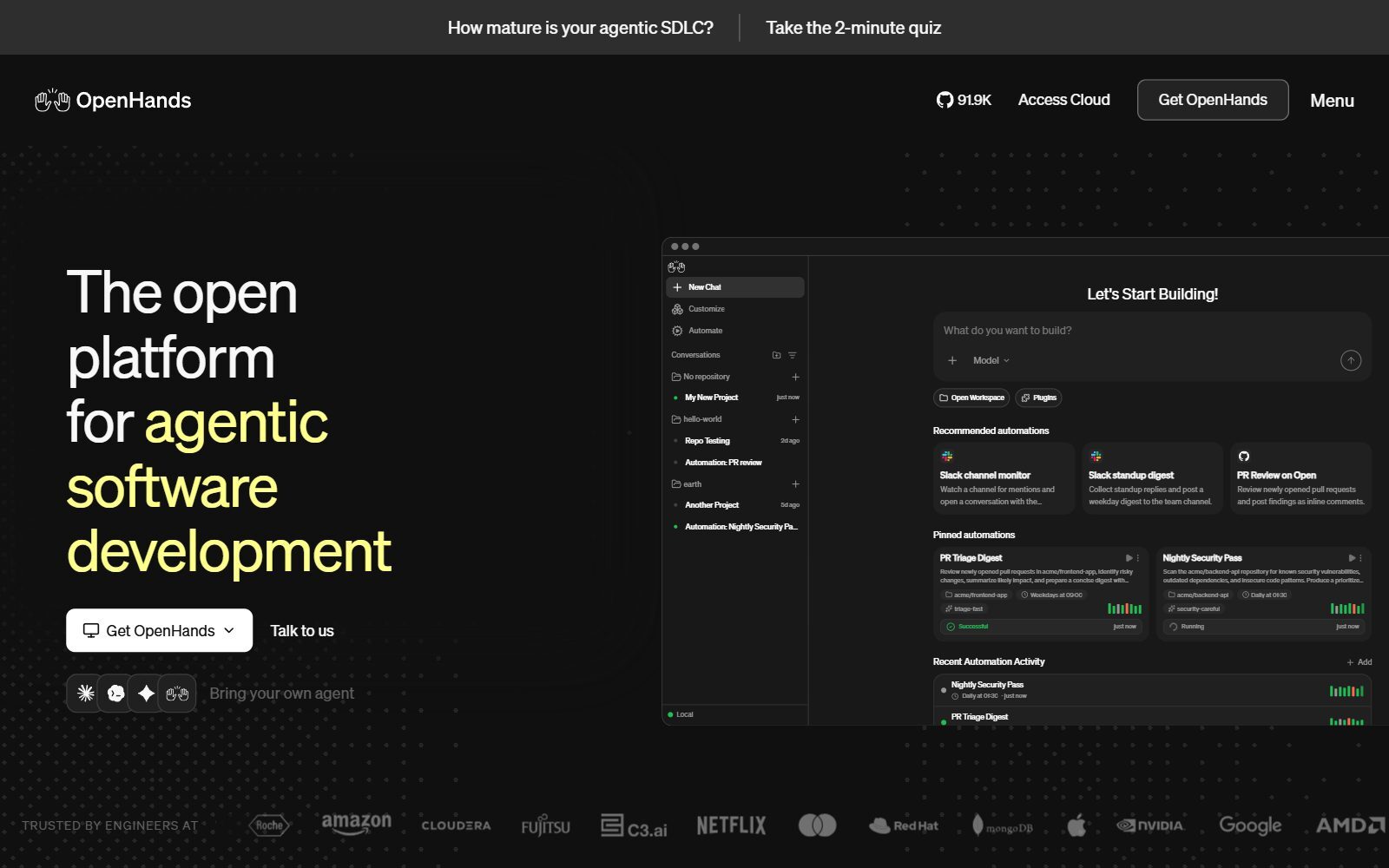 OpenHands homepage screenshot (October 2026)