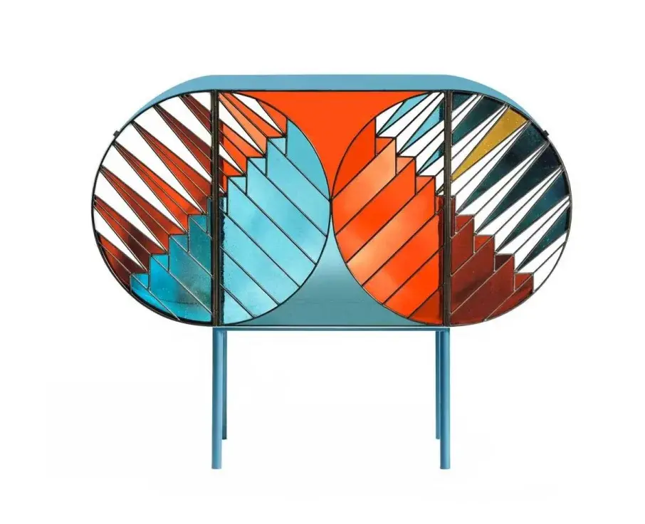 Комод Credenza Sideboard из цветного стекла, Editions Milano